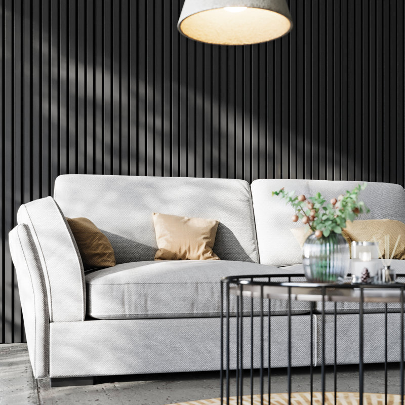 L 94 po x l 12,5 po - panneau mural à lattes en bois insonorisées et insonorisées 3D - Panneau décoratif en MDF Shiplap