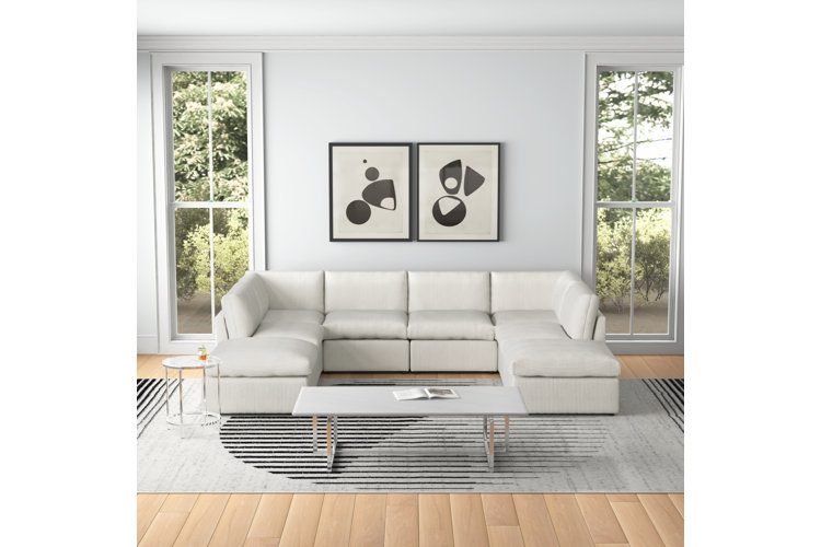 beige Arvill Corduroy Sectional in a modern living room
