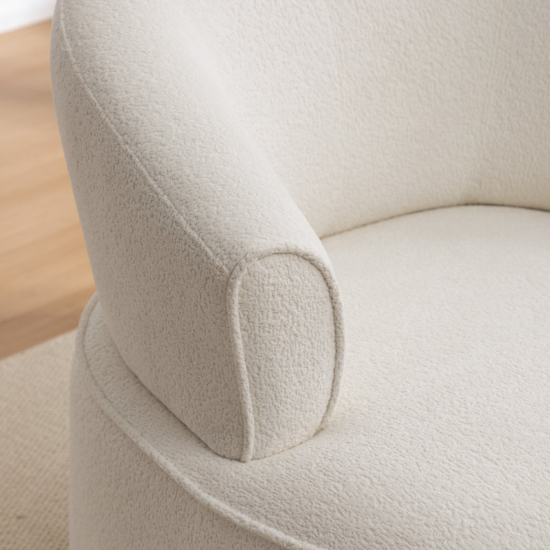 Chaise pivotante rembourrée en polyester avec repose-pieds, Polyester beige
