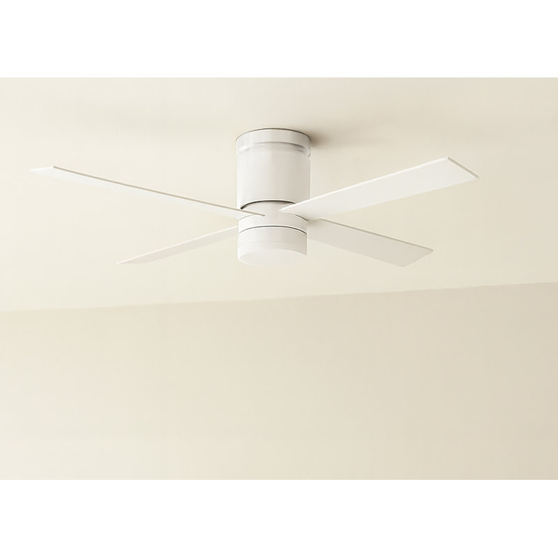 Ross - 52'' 4 Blade LED Ceiling Fan - White Finish - Remote Control Type, Remote Control, White, White