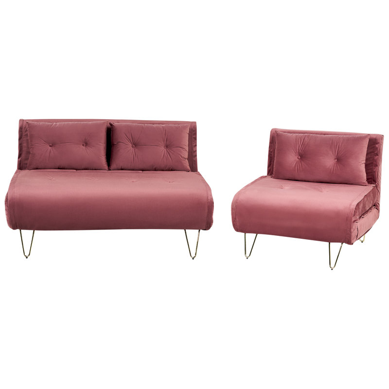 Ahders Velvet Living Room Set, Pink