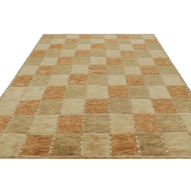 Rug & Kilim’S Scandinavian Style Rug In Beige-Brown And Rust Geometric Pattern, Rectangle 8'1" x 9'10"