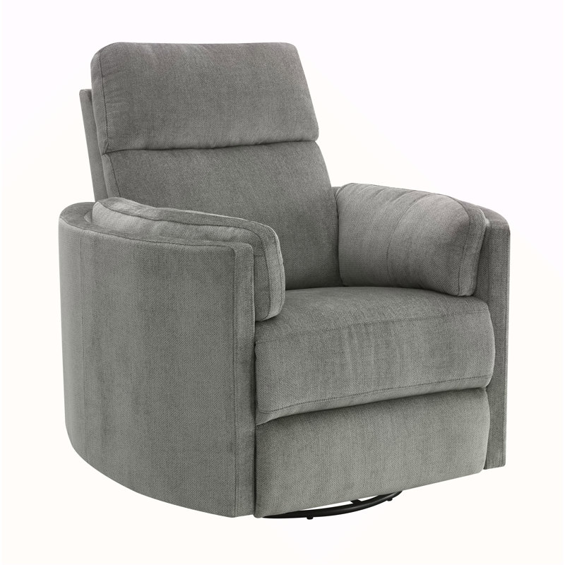 Versatile And Comfortable Swivel Glider Recliner For Relaxation, Charcoal Gray Chenille