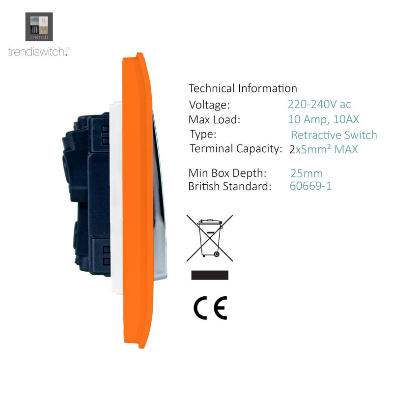 Trendi Switch 2 Gang Retractive Doorbell Switch, Copper