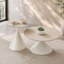Ensemble de 2 tables basses rondes, plateau de table à motif de travertin avec base en acier, table basse à la mode multifonctionnelle (blanc)-131262648