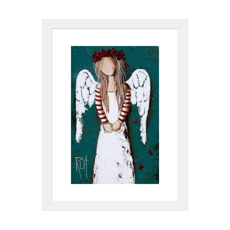 Reproduction d’art, "Feathery" par rut art Creations, H 16 po x l 24 po x P 1 po, Papier encadré blanc, Blanc