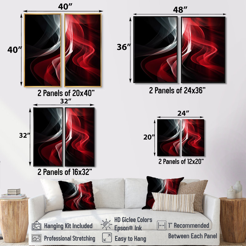 «Red Black Contemplative Abstraction VI - Large Abstract Modern Waves», reproduction d'art sur toile, 32" H x 32" W, Brown