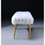 Banc en métal en fausse fourrure blanche sans fonction de rangement 17,96 po Largeur avec siège et or