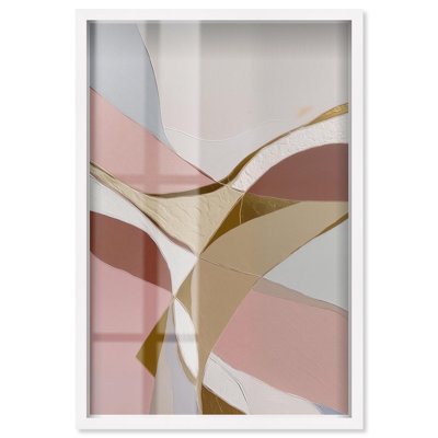 Golden Split III Shadowbox Print Boho Gold Wall Decor by Art Remedy, White Frame, 20 x 30