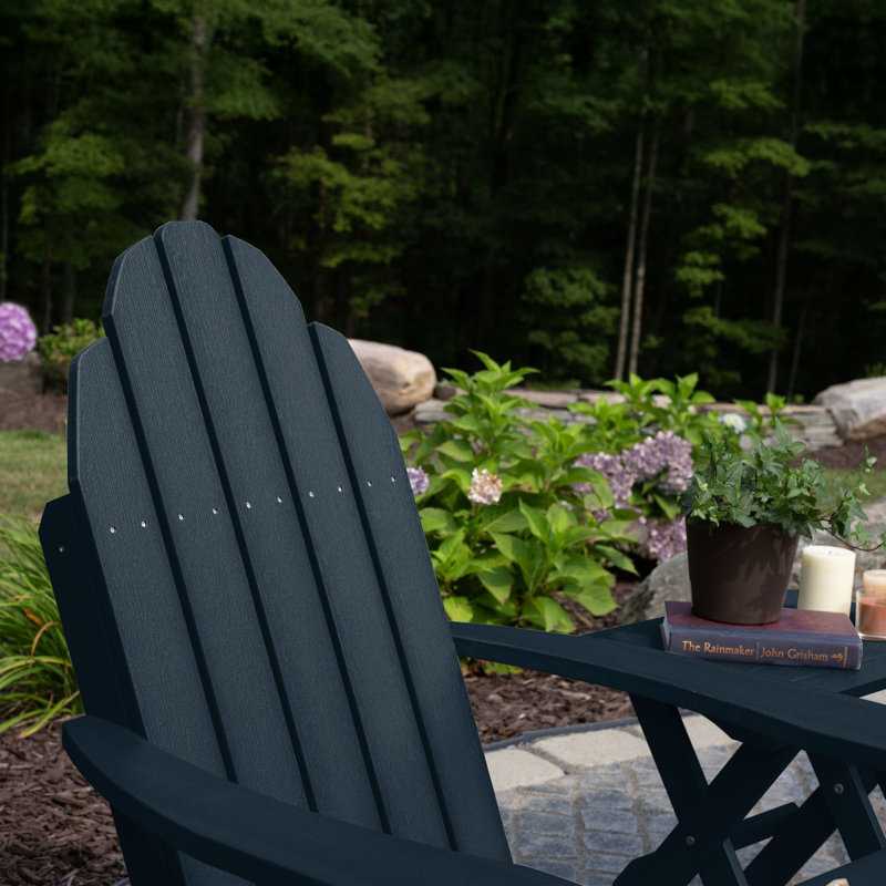 Hinz Outdoor Adirondack Chair With Ottoman, Federal Blue