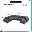 Canapé modulaire moelleux en chenille de 7 places avec mousse de nuage et repose-pieds de rangement Plush-1093680437