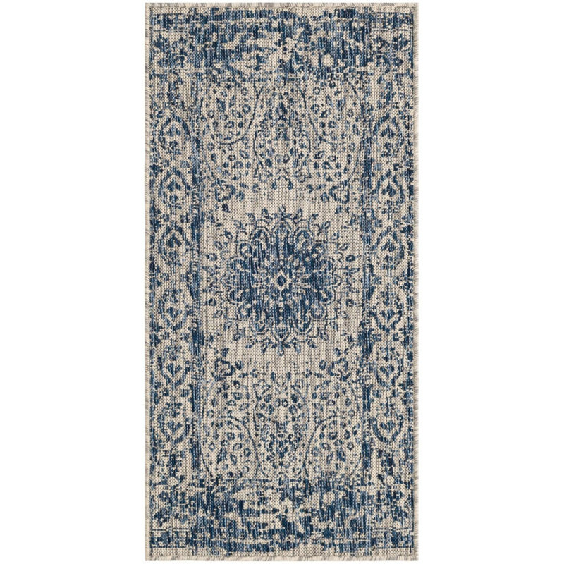 Tapis bleu Contemporary Hitchens, Tapis de couloir 2 pi x 4 pi 1 po