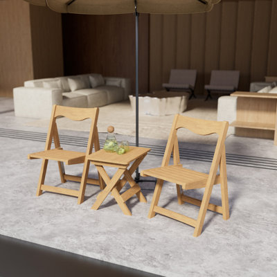 Bistro pliable Hips avec 2 chaises et une table rectangulaire, finition pour les espaces de vie extérieurs