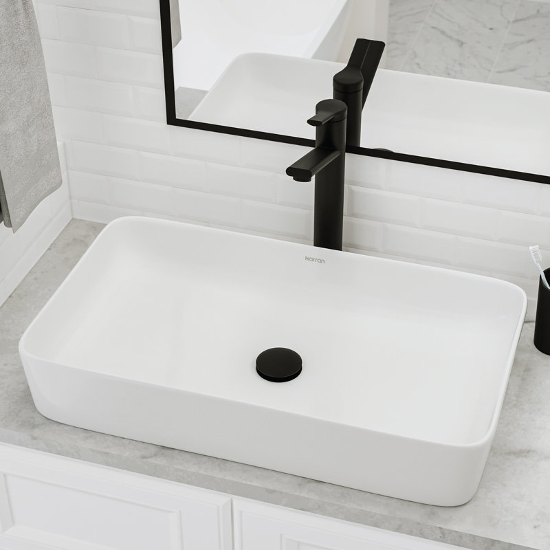 Karran Valera 24 In. Vitreous China Rectangular Vessel Bathroom Sink