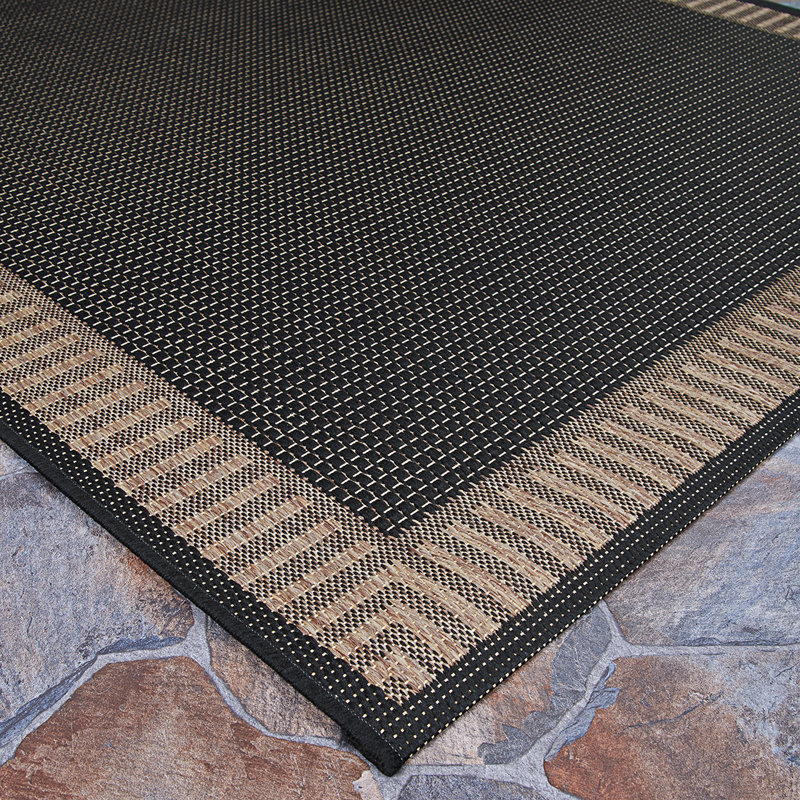 Fierce Vimini Black-Brown Indoor/Outdoor Square Rug, Rectangle 7'6" x 10'9"