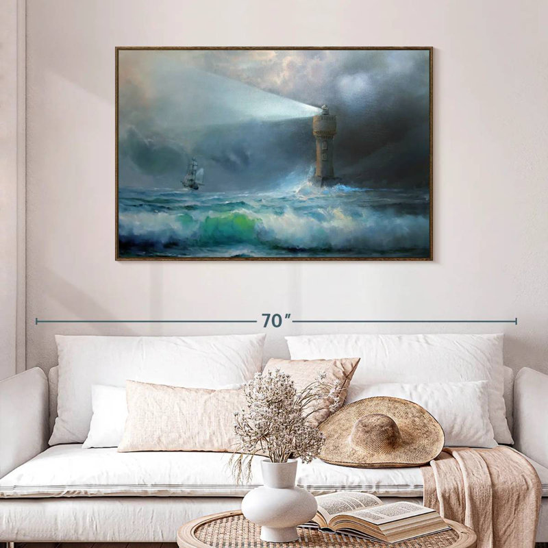 Ciel orageux, 46 po x 31 po, Cadre flottant noyer