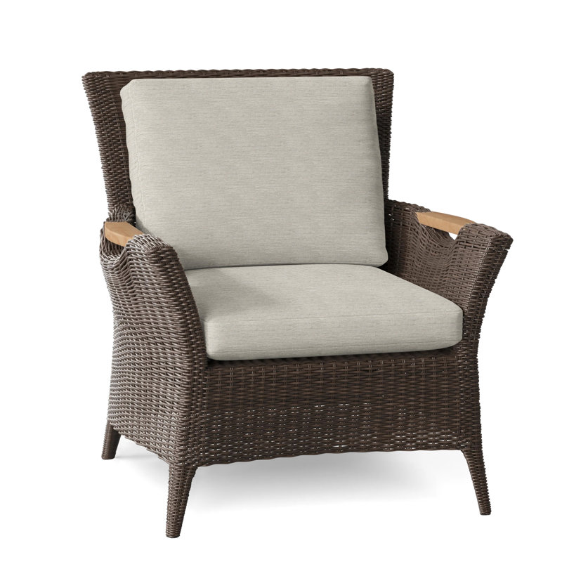 Culebra Outdoor Teak Lounge Chair, Linen Shale, Textured Charcoal