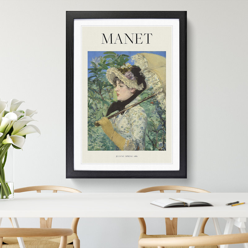 Jeanne Spring by Edouard Manet - Picture Frame Art Prints, Black Framed, 36cm H x 27cm W x 2cm D