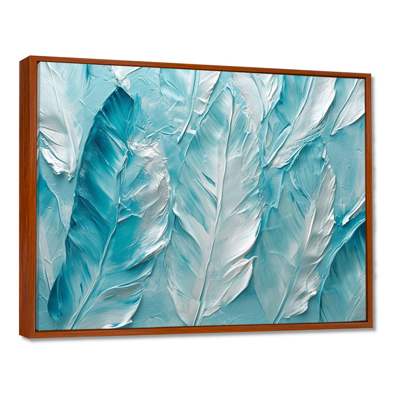Décoration murale Tetsu - Plumes, H 12 po x l 20 po x P 1 po, Toile avec cadre flottant noir