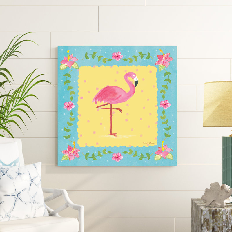 Flamingo Dance I Sq Border, H 36 po x l 36 po x P 1,25 po
