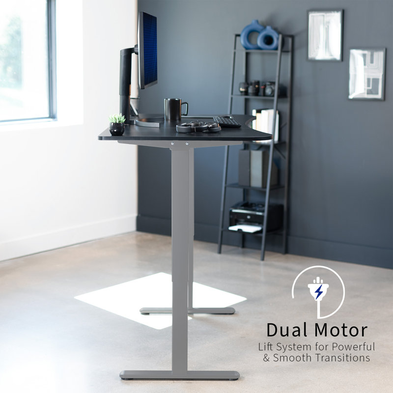 VIVO Electric 63" x 32" Stand Up Desk, E2B1B series, Black Carbon Fiber/Gray