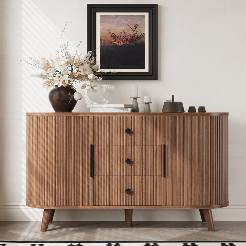 47" Modern Sideboard, Buffet Cabinet With Drawers and Adjustable Shelves, Storage Credenza For Kitchen, Living Room, Dining Room