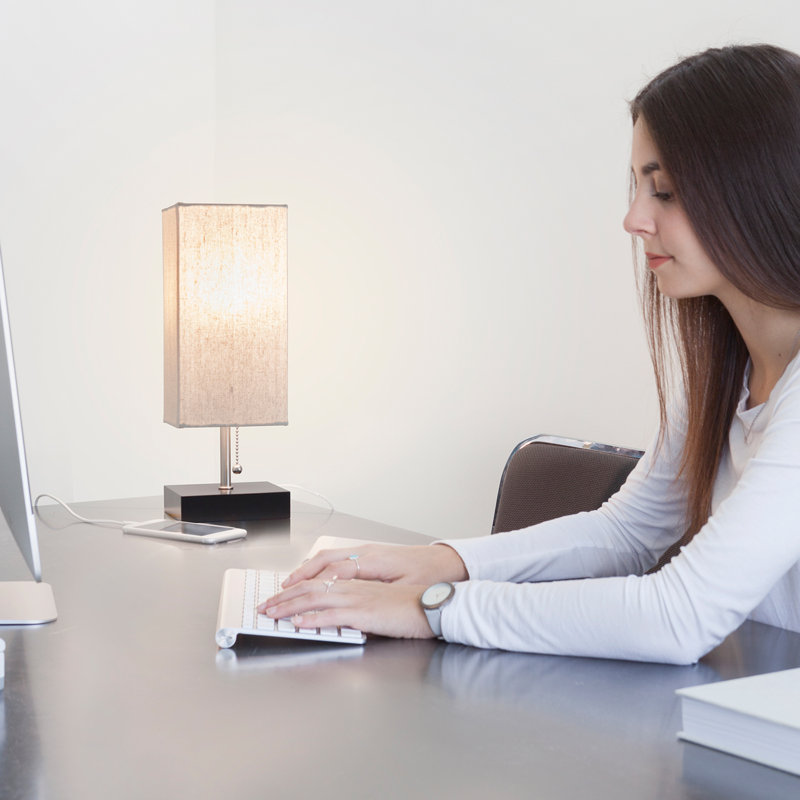 Lampe de table avec USB 14 "Anglu, Noir