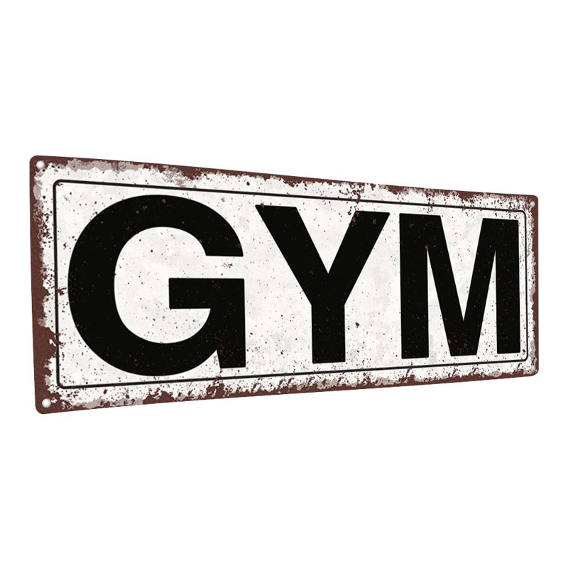 Enseigne en métal Gym, H 5,75 po x l 15,5 po x P 0,04 po