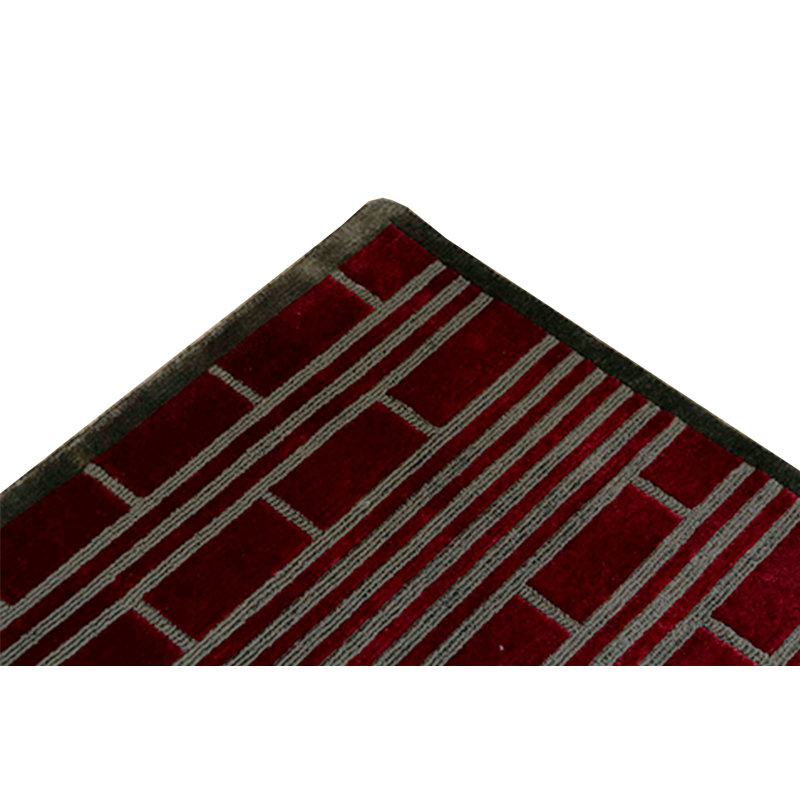 Wool Geometric Area Rug in Red