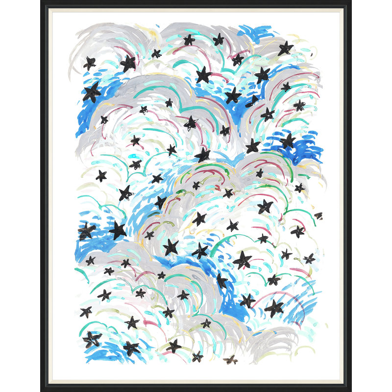 «La Voute Etoile 1» par Paule Marrot - reproduction imprimée, H 54 po x l 43 po x P 1,25 po, Cadre noir