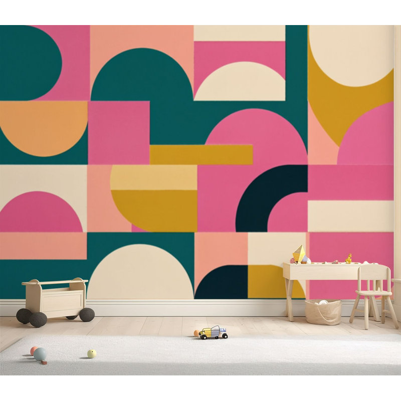 Papier peint adhésif autocollant amovible Mid-Century, 69" L x 96" W