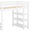 Lit mezzanine simple avec tablettes, garde-robe et lumière DEL blanche