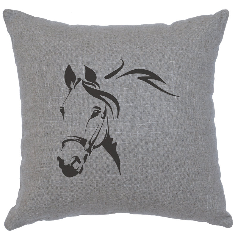 Coussin Wooded River Image - Profil de cheval - Gris lin, Gris