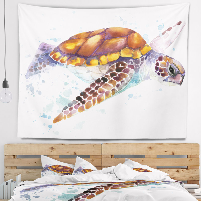 Tapisserie aquarelle brune, H 78 po x l 92 po