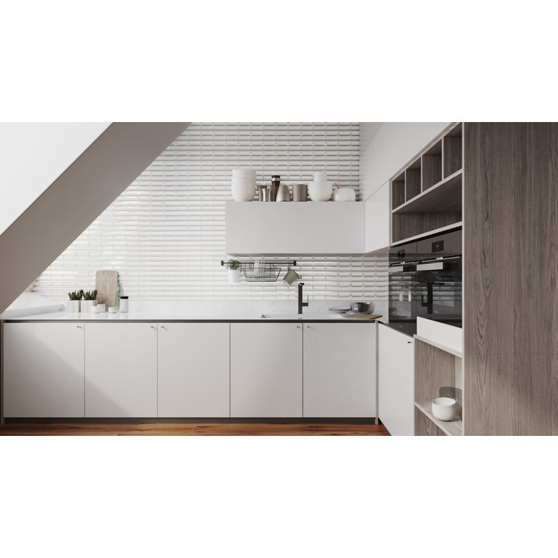 Neramos 2" x 6" Glass Grid Mosaic Wall Tile, White