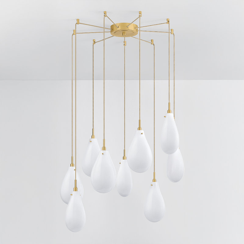 Lustre Ironwood en laiton vieilli, 9 lumières, H 38,25 po x l 30 po x P 30 po