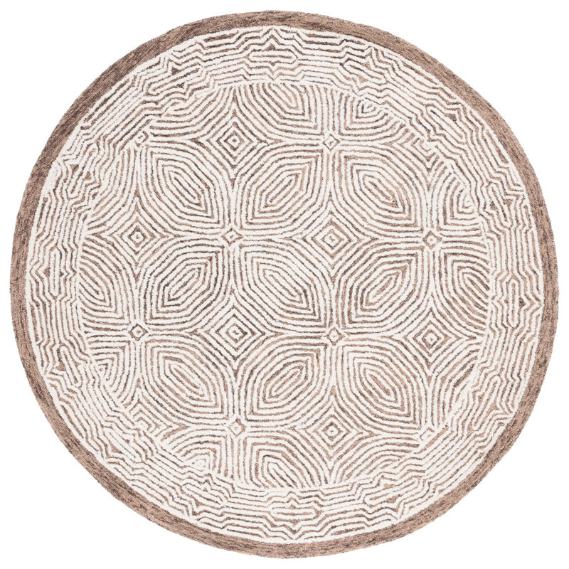 Reinhild Hand Tufted 0.8 Wool 0.2 Cotton Geometric Rug, Round 6'