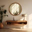 Miroir mural décoratif rond décoratif en forme de perles, cadre en bois, 32 po