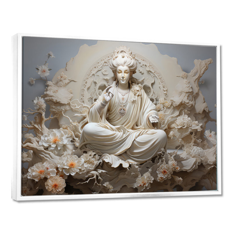 Hindou Bhagavad Gita Béni I, H 12 po x l 20 po x P 1 po, Cadre flottant blanc