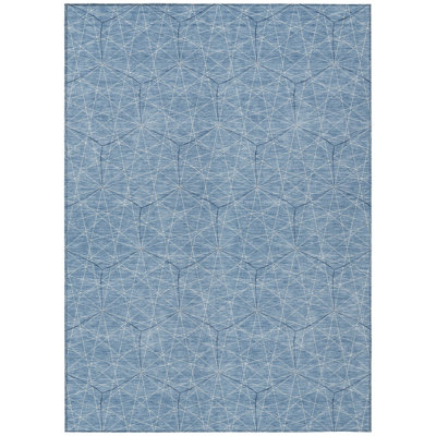 Alina Blue Washable Indoor-Outdoor Rug - 