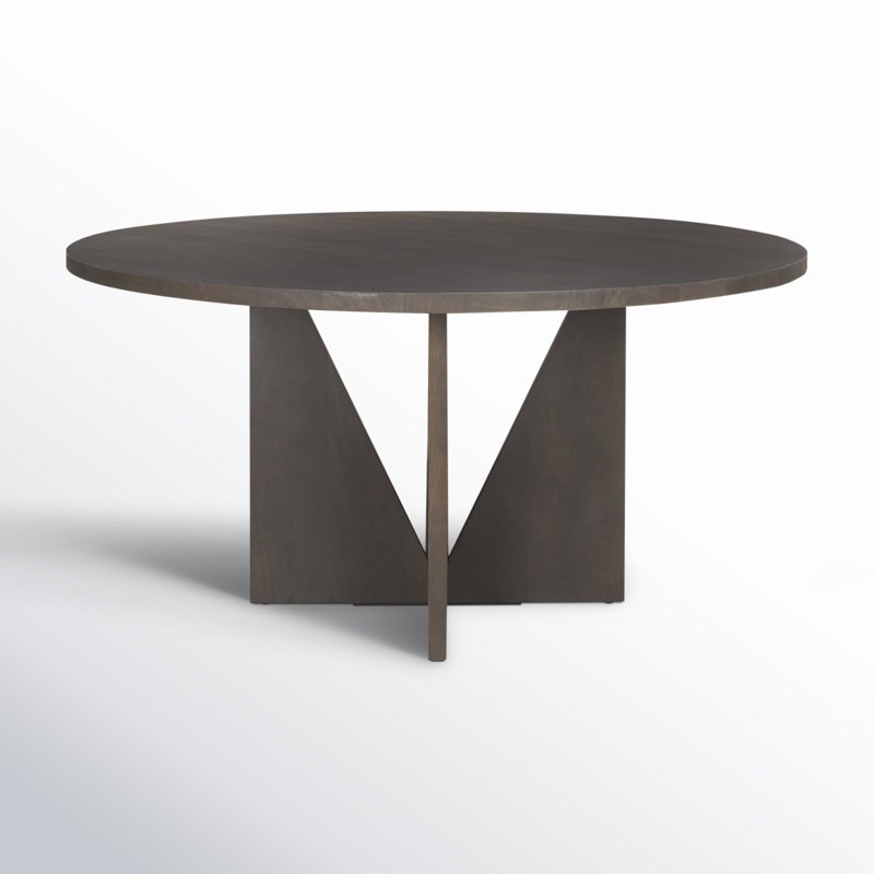 60'' Dark Brown Solid Wood Round Pedestal Dining Table