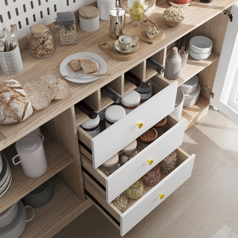 75" Kitchen Pantry, Oak/White