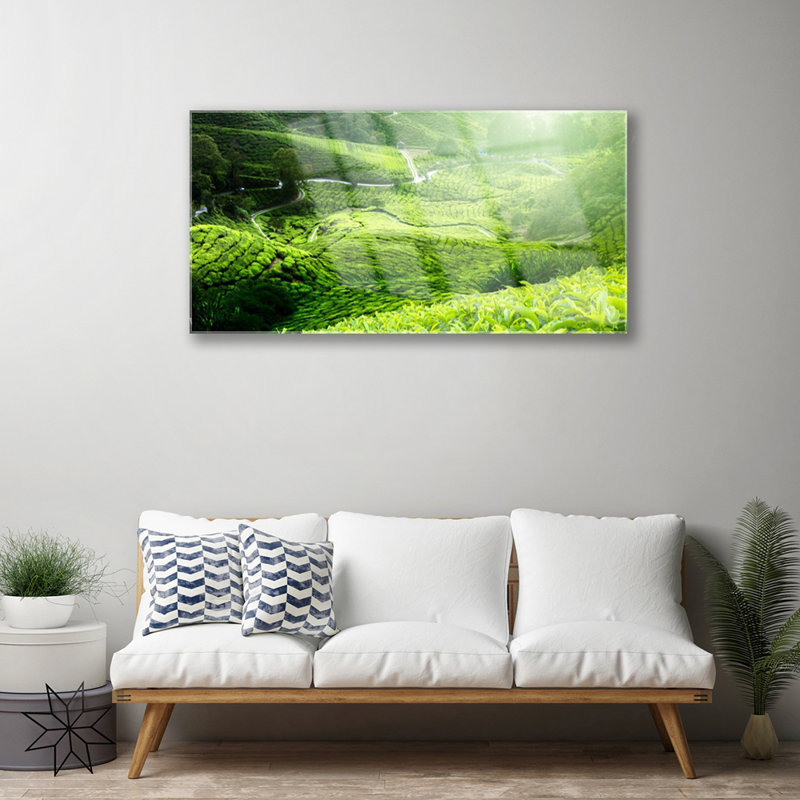 Glass Print Wall Art 100X50cm Image Printed On Glass Decorative Wall Picture Behind Toughened / Tempered Safety Real Glass For Kitchen & Living Room Theme: Meadow Nature
