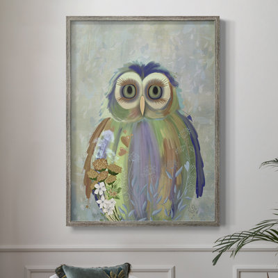 Fantastic Florals Owl Framed Print - Solid Wood