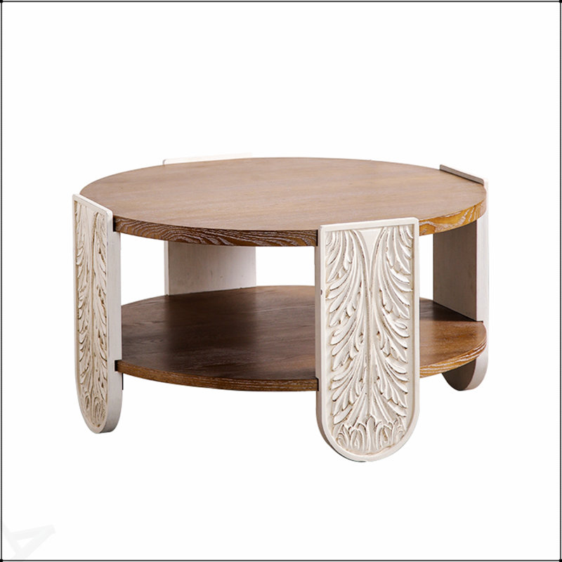 Table basse en bois sculpté, table de bout rétro avec rangement double couche, petite table d'appoint pour le salon, table de chevet de style palais pour les petits espaces