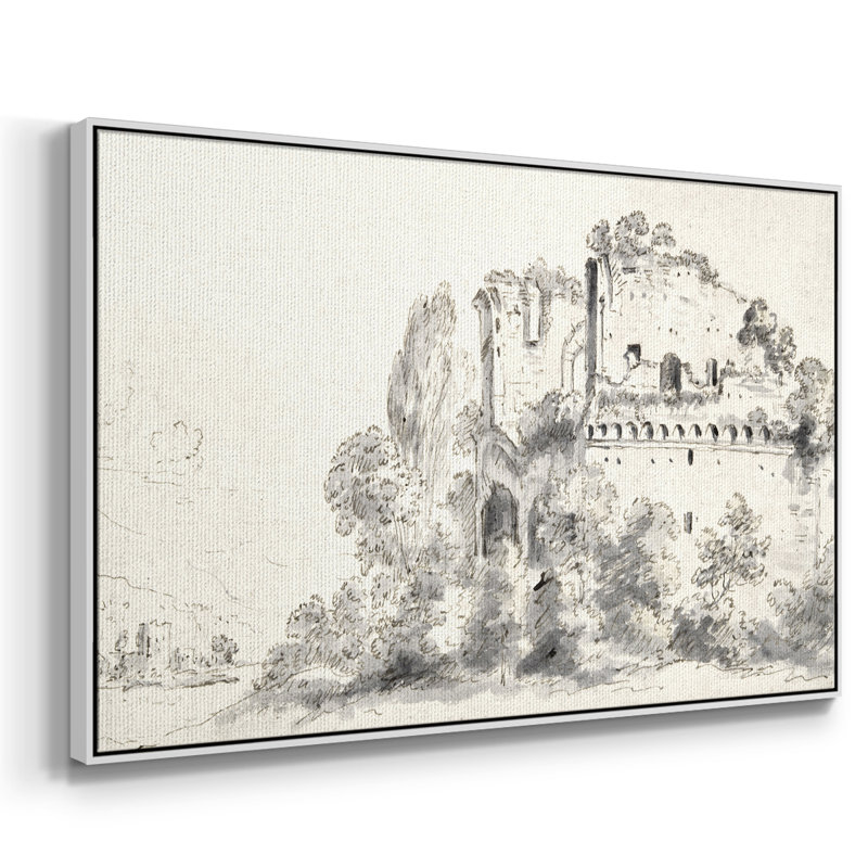Paysage rétro CDXV - reproduction encadrée sur toile, Blanc, H 27 po x l 41 po