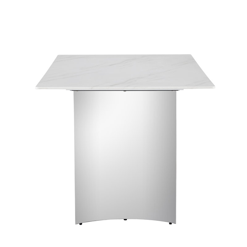 Pied de table moderne en acier inoxydable courbé - Support de mobilier en métal argenté poli pour bureau et table de salle à manger