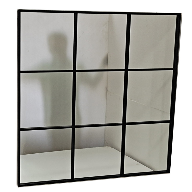 Mathian Metal Flat Wall Mirror, Matte Black