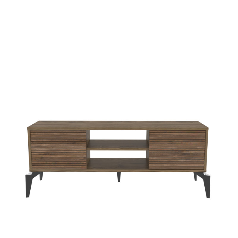 Lojo Tv Stand for Tvs up to 55", 52cm H x 160cm L x 29.5cm W, Brown