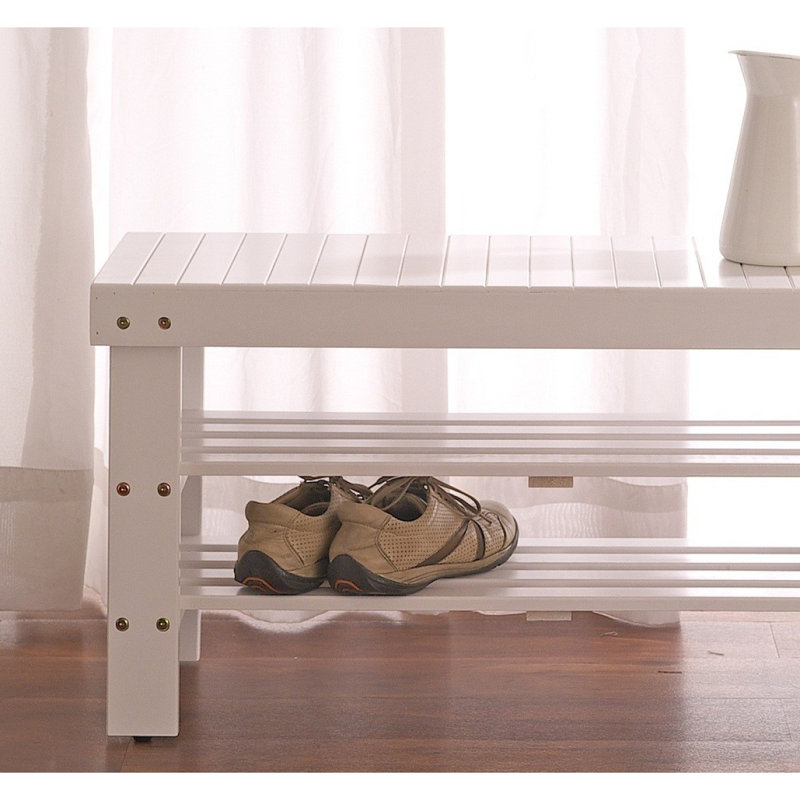 Pina Quality Solid Wood Shoe Bench, White